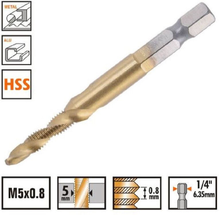 Trade Shop Traesio - Trade Shop - punta für M5X0.8MM in titanio hss mit metal filetaining 57211 -