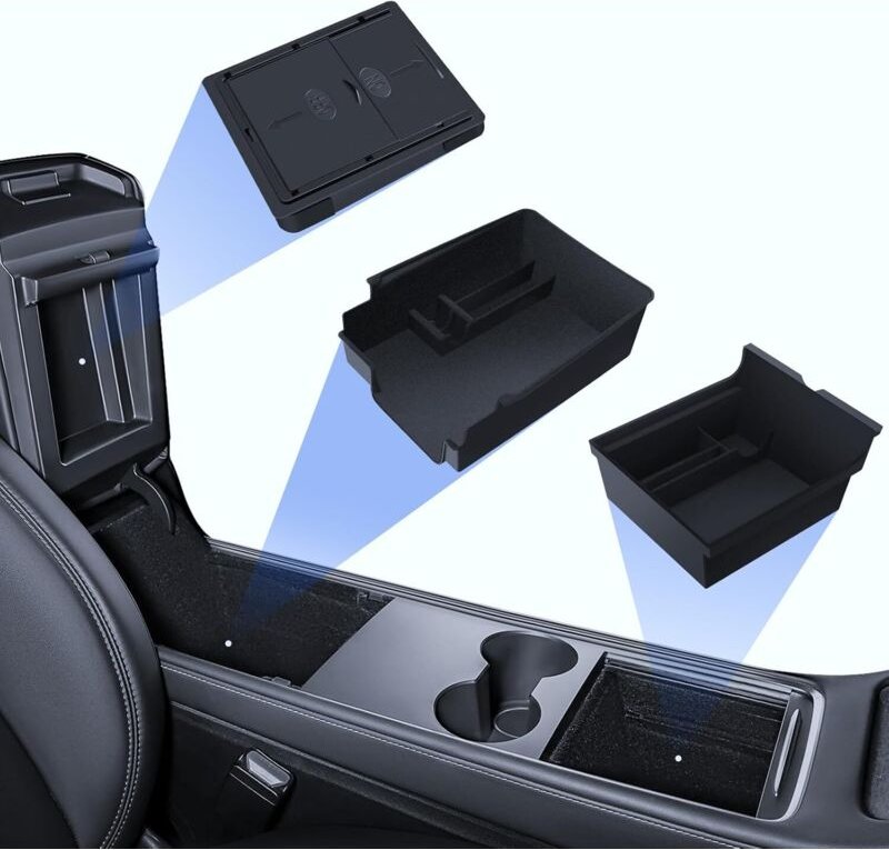 3-teiliges Zubehör für Tesla Model Y 2021–2024 und Model 3 2021–2023, Organizer für die Mittelkonsole, Aufbewahrungsbox ...