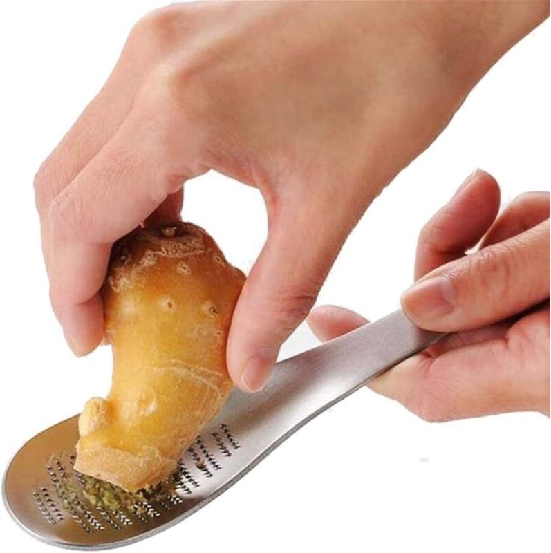 Fitags - Ingwerreibe Löffelform Edelstahl Wasabi Knoblauchschleifwerkzeuge Käsereibe Zitronenschaber Mixer,