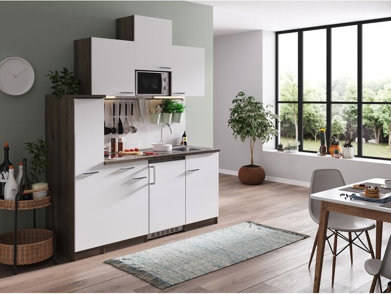 Thumbnail - Küche Küchenzeile Singleküche Eiche York Weiß Oliver 180 cm Respekta