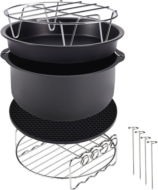 Zubehör für Heißluftfritteuse 6,5L Heißluft Fritteuse 9 tlg. Brotbackkorb Pizzablech