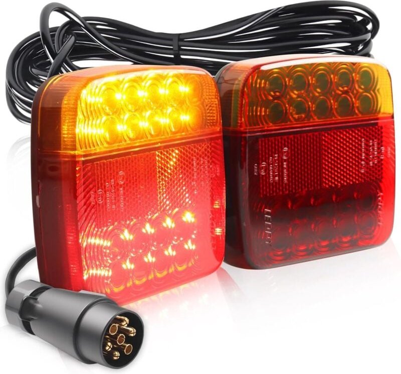 LED-Magnet-Abschlepplicht-Set, 7,3 m langes Kabel mit 7-poligem Eurostecker, 4 helle Beleuchtungsmodi, IP67 wasserdicht,...
