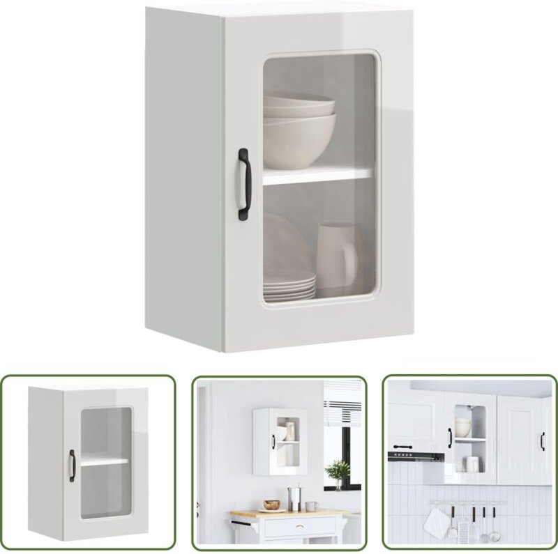 The Living Store - vidaXL Küchen-Hängeschrank mit Glastür Hochglanz-Weiß Holzwerkstoff