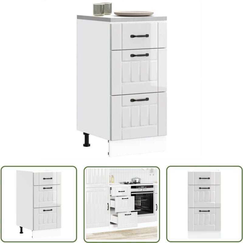 The Living Store - vidaXL Küchen-Unterschrank Lucca Hochglanz-Weiß Holzwerkstoff