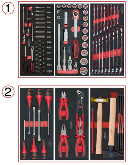 Werkzeugzusammensetzung KS TOOLS - Für Wagen - 2 Schubladen - 114 Stück - 714.0114