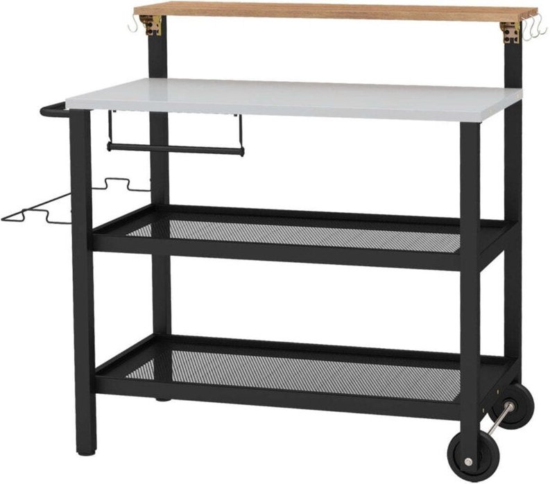 Grillwagen mit aufklappbarem tisch haken handtuchhalter mullbeutelhalter grilltisch