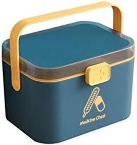 Doppelschichtige, abschließbare Medikamentenbox, Aufbewahrungsbox für Erste-Hilfe-Medikamente, großer Raum, tragbar, ver...