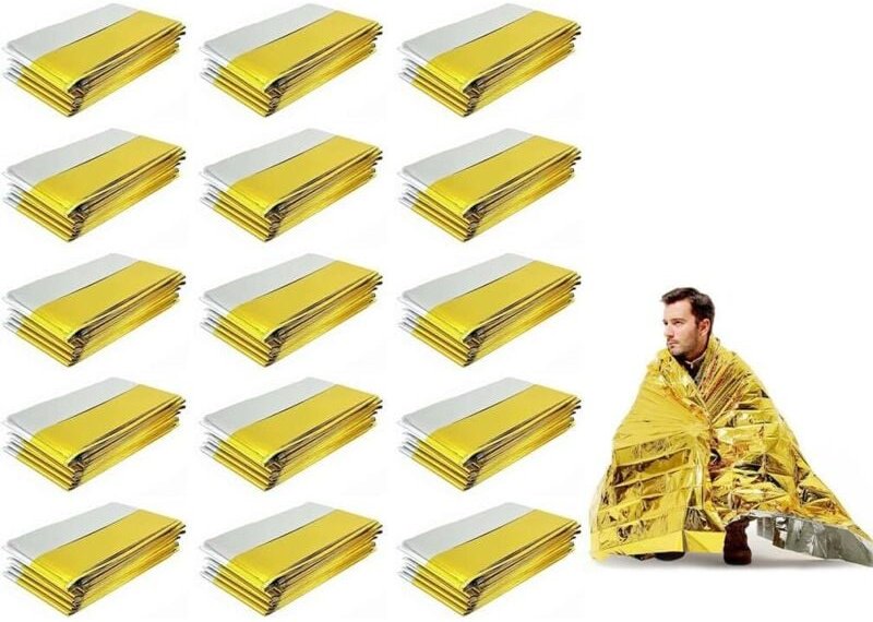 Thumbnail - LaBlanc – 15 Stück Notfall-Thermo-Überlebensdecke, Notfall-Überlebensdecke, Überlebensdecken, Gold-Silber-Thermodecke, f...