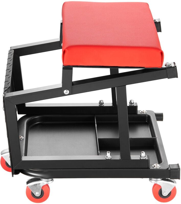 Mechanikerhocker mit Rollen, drehbarer Arbeitshocker (136 kg Tragkraft) und Werkzeugablage, vielseitiger Tritthocker für...