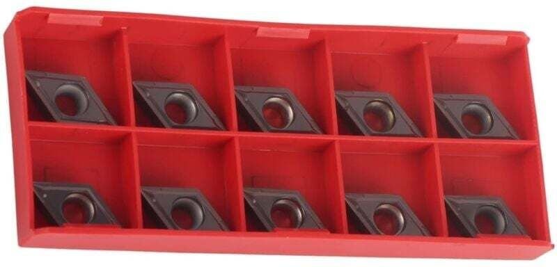 Thumbnail - UlisemCarbide-Einsätze, 10 Stück DCMT070202 CNC-Hartmetallspitzen-Einsätze, Klingenschneider, Drehwerkzeug mit Box