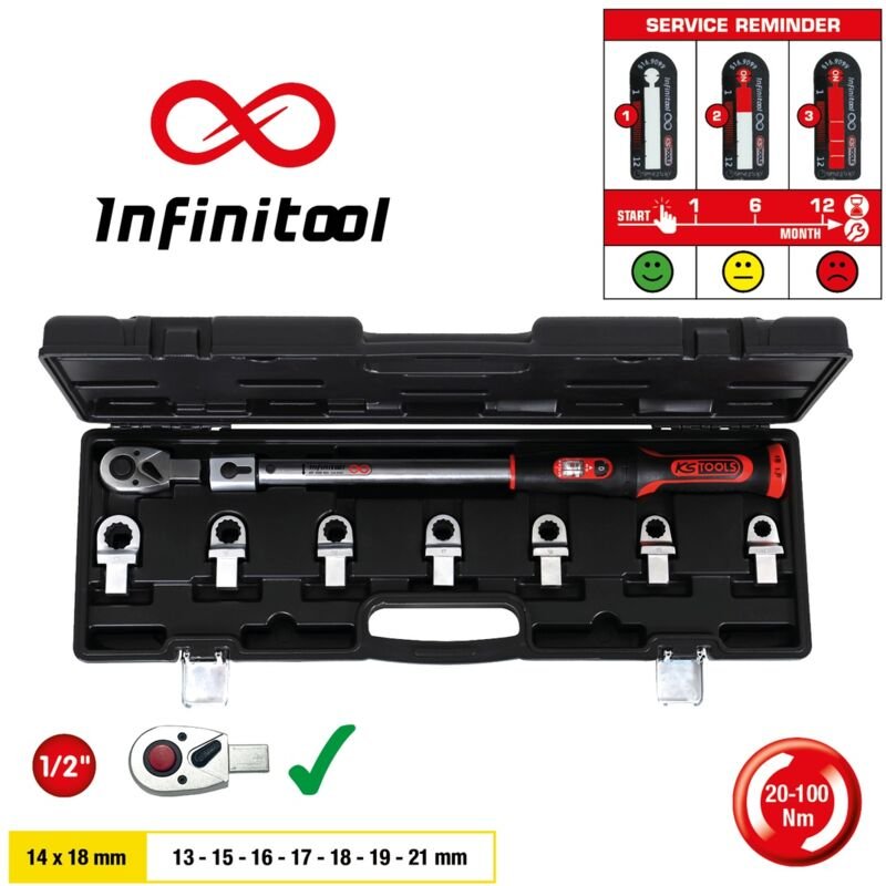 KS Tools 14x18 mm INFINITOOL Einsteck-Drehmomentschlüssel-Satz 20-200 Nm, 9-tlg