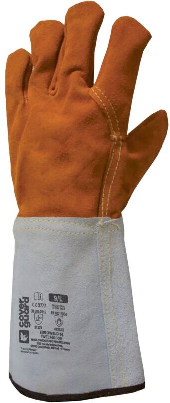 Satz mit 10 Paar Schweißhandschuhe EUROWELD 250 TIG RINDERINDEN MANCH 15CM 2625 Größe 11