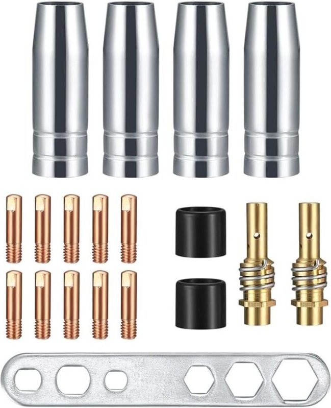 Thumbnail - Bluedeer - 19 Stück Verschleißteile Set, Schutzgasschweißgerät Zubehör, Schweißzubehör passend AK-15/MB-15, 4 x Gasdüsen...