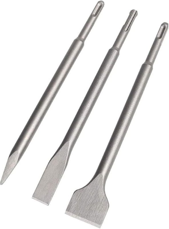 Memkey - SDS-Meißel, Set 3 (22–25 cm Meißel, schmaler Meißel, Spitzmeißel) für leichte Bohrer und Schlaghämmer, Standard...