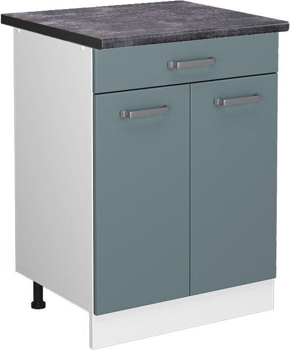 Vicco - Küchenunterschrank R-Line, Blau-Grau, 60 cm mit Schublade, ap Anthrazit