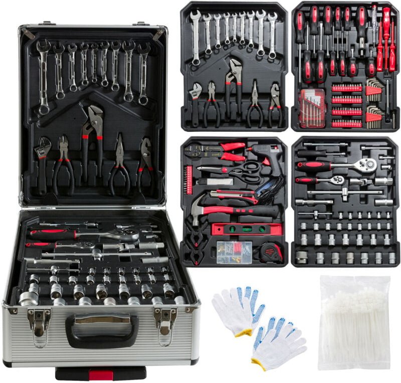 AREBOS 1200-tlg Alu Werkzeugkoffer Werkzeugset Werkzeugkiste Werkzeugbox Trolly