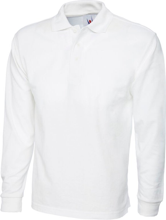 Classic langarm Poloshirt Weiß M 220 g/m²
