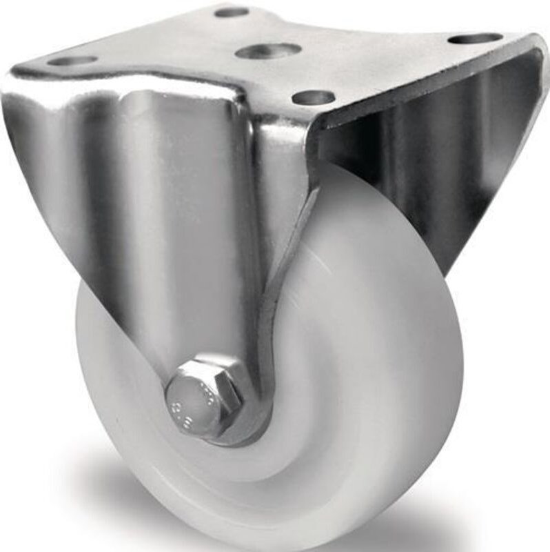 Schwerlast-Bockrolle Rad-Ø 75 mm Tragfähigkeit 300 kg Kunststoff Platte L100xB88 mm Farbe Rolle weiß