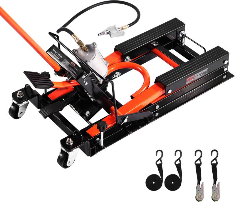 VEVOR Motorradheber Motorradhebebühne hydraulischer & pneumatischer & rollbarer Motorradlift mit 119-381 mm Höhenbereich...