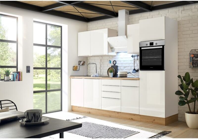 Thumbnail - Küche Küchenzeile Küchenblock Marleen Premium 280 cm Weiß Artisan Eiche Respekta