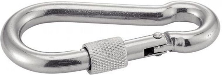 Karabiner mit Sicherheitsverschluss - Edelstahl A4 6x60 mm - Packung zu 5