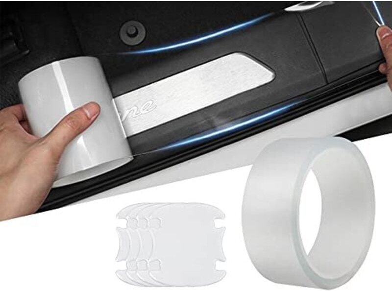 Thumbnail - Auto-Stoßstangenschutzfolie Universal, Transparente Folie Aufkleber Türschwellerschutz Kofferraumschutz, mit 4 Stück Tür...