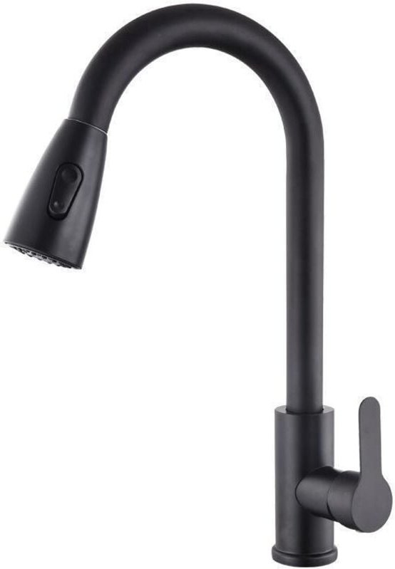 Schwarze, ausziehbare Küchenarmatur aus Edelstahl für Warm- und Kaltwasser