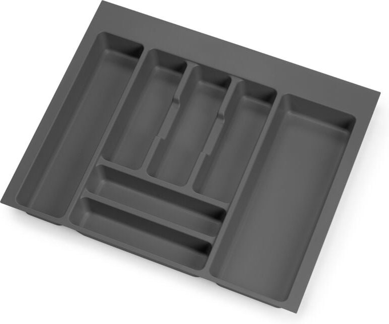 Emuca Optima Besteckhalter für Universalschublade, 600-mm-Modul, Kunststoff, Anthrazitgrau