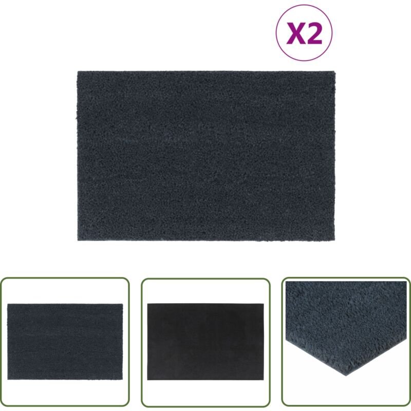 The Living Store - Fußmatten 2 Stk. Dunkelgrau 40x60 cm Kokosfaser Getuftet - Kokosfußmatte - Eingangsmatte - Türklinse ...