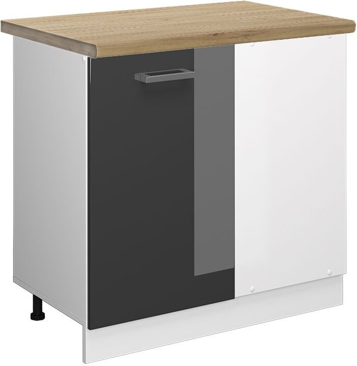 Vicco - Eckunterschrank R-Line, Anthrazit Hochglanz, 86 cm, ap Eiche