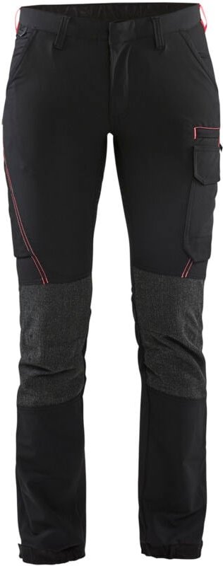 Arbeits-Hosen Wartung Stretch 4D Damen 7122 - Schwarz/Rot 2XL - FR(50) - SE(C48) - Kurz