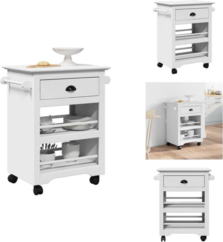 Küchenwagen bodo Weiß 67,5x45x80 cm - Küchenwagen - Küchenregal - Beistellwagen - Gemüsewagen