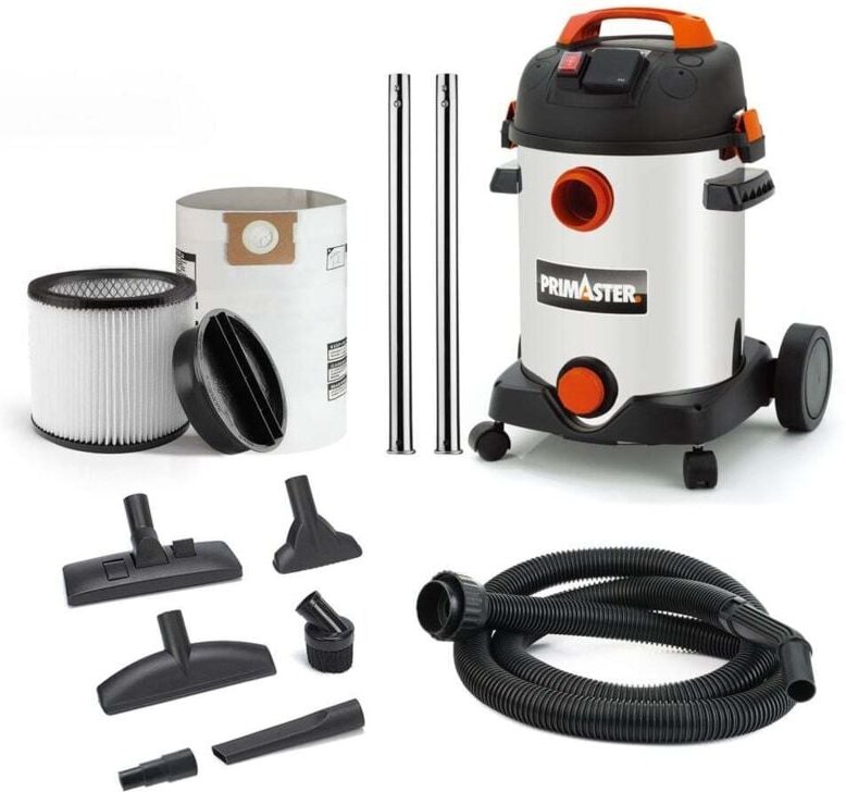 Primaster Nass-Trockensauger Pro 25 SI 1800 W 25 L Edelstahlbehälter Nass-Trockensauge