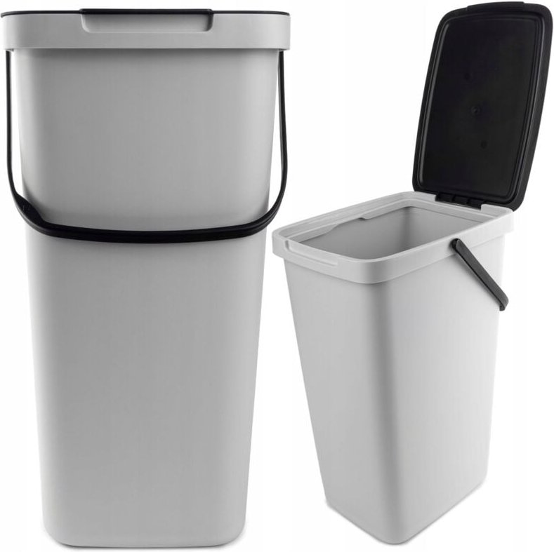 Mülleimer mit Deckel und Tragegriff, Abfalleimer aus Kunststoff, zur Mülltrennung, rechteckig, - Kadax