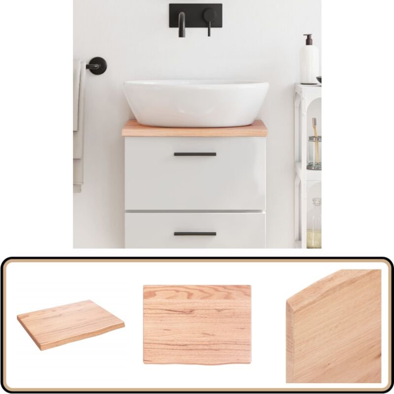 Waschtischplatte Hellbraun 40x30x2 cm Massivholz Behandelt - Waschtischplatte - Eiche - Holzarbeitsplatte - Badrenovieru...