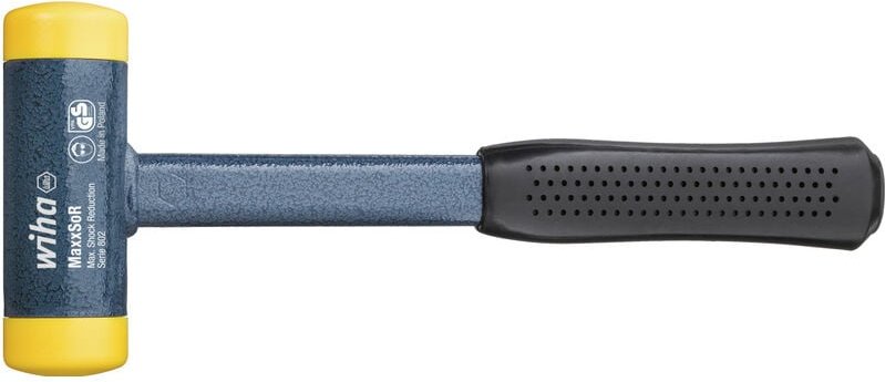 Wiha Schonhammer rückschlagfrei, mittelhart mit Stahlrohrstiel, Rund-Schlagkopf 60, 375 mm (02128)