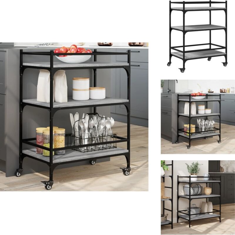 Küchenwagen Grau Sonoma 65x40x86,5 cm Holzwerkstoff - Küchenwagen - Holzwerkstoff - Grau - Vintage - Mobile Aufbewahrung