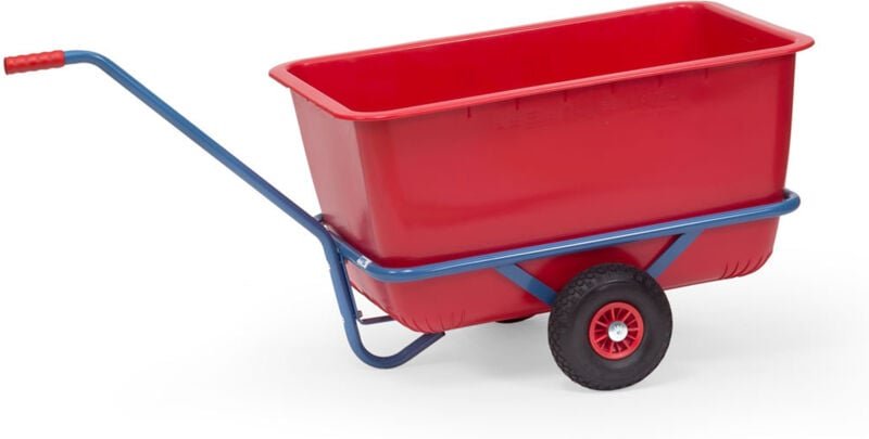 Fetra Handwagen mit roter Kunststoffmulde und Polyurethanbereifung 750x425mm