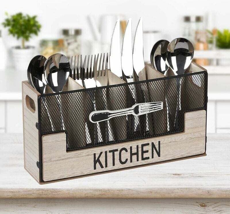 Besteckhalter aus Holz, Hauptmodell A, 4 Fächer, Besteckaufbewahrung für den Tisch, dekorative Besteckaufbewahrung, Best...