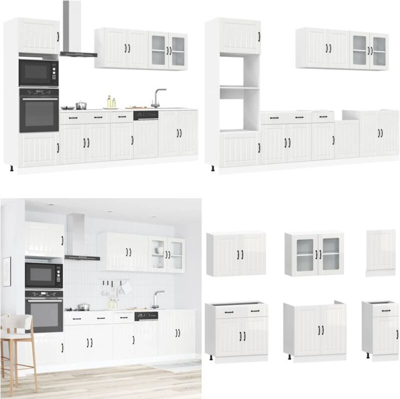 7-tlg. Küchenschrank-Set Kalmar Hochglanz-Weiß Holzwerkstoff - Vidaxl