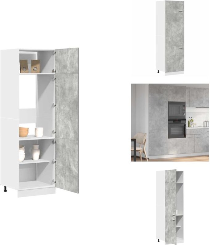 Kühlumbauschrank Betongrau 60x57x207 cm Holzwerkstoff - Kühlumbauschrank - Kühlumbauschränke - Umbauschrank Für Kühlschr...