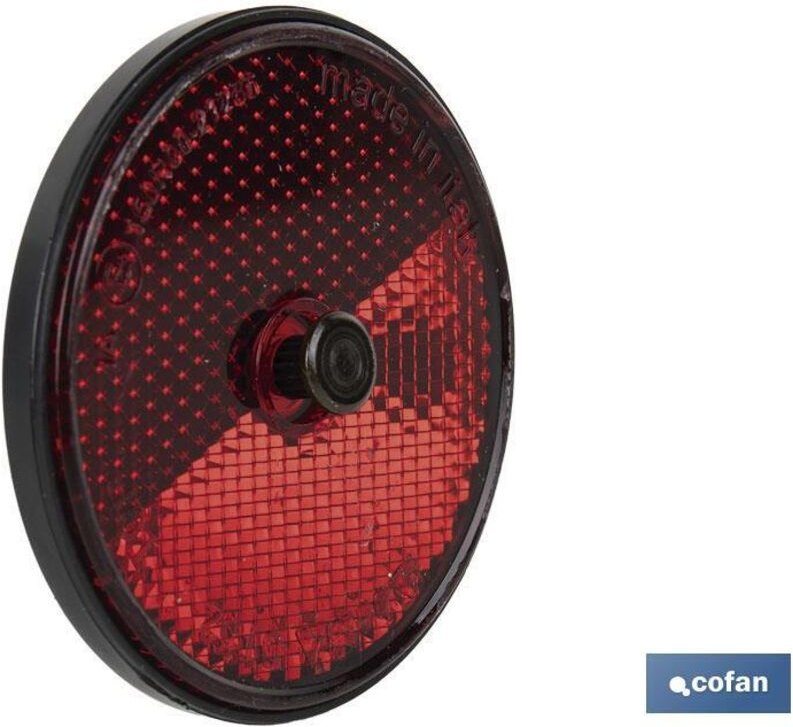 Cofan - Runder Reflektor mit Schraube zur Befestigung an Fahrzeugen Ø60mm aus rotem pmma
