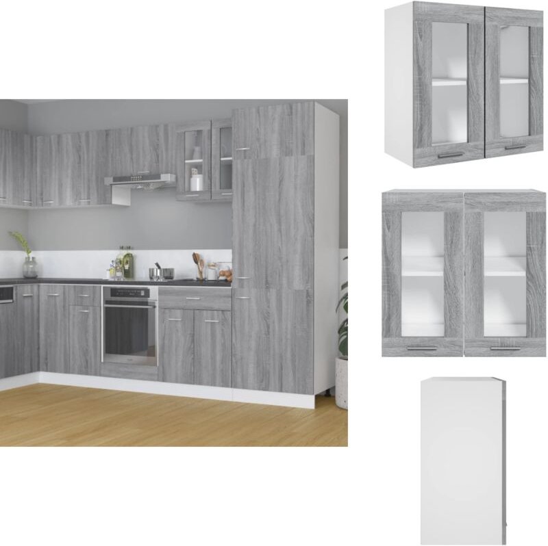 Hängeschrank Glas Grau Sonoma 60x31x60 cm Holzwerkstoff - Küchenregal - Aufbewahrungsschrank - Hängeschrank - Glasmöbel ...