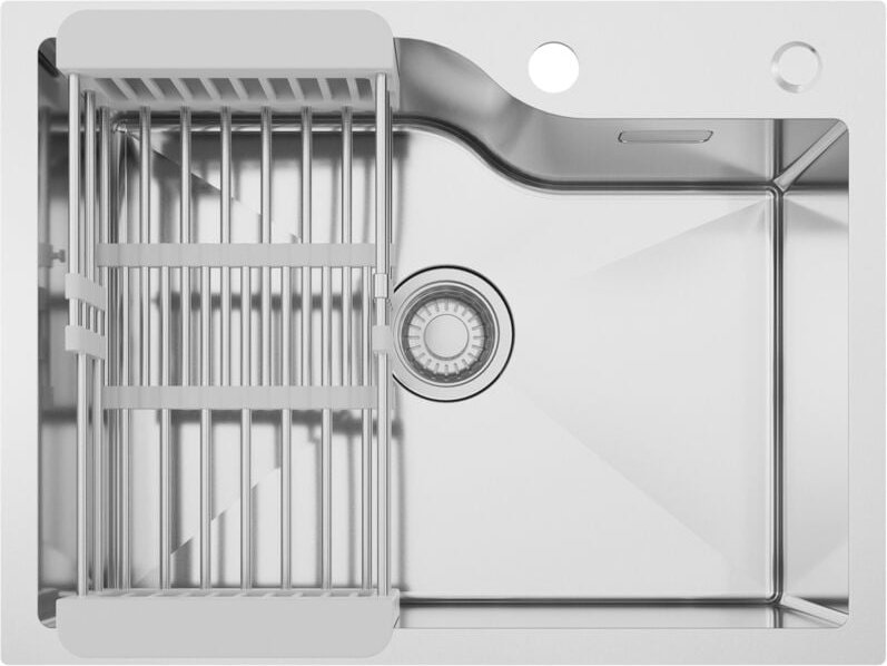 Edelstahl Küchenspüle, 60 × 45 × 18 cm Einzelbecken mit Abtropfkorb, silberfarben