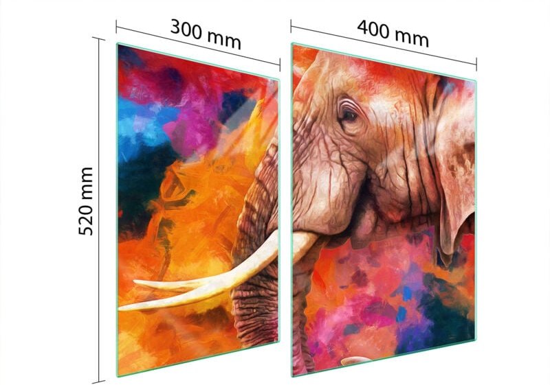 GLASSCHUTZPLATTE FÜR HERD 70x52 ELEPHANT