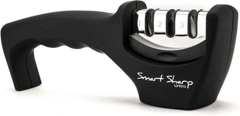 Smart Sharp 3-stufiger Schärfer – für Küchenmesser – professionelles Ergebnis/ergonomisches Design – Keramikstein/Wolfra...