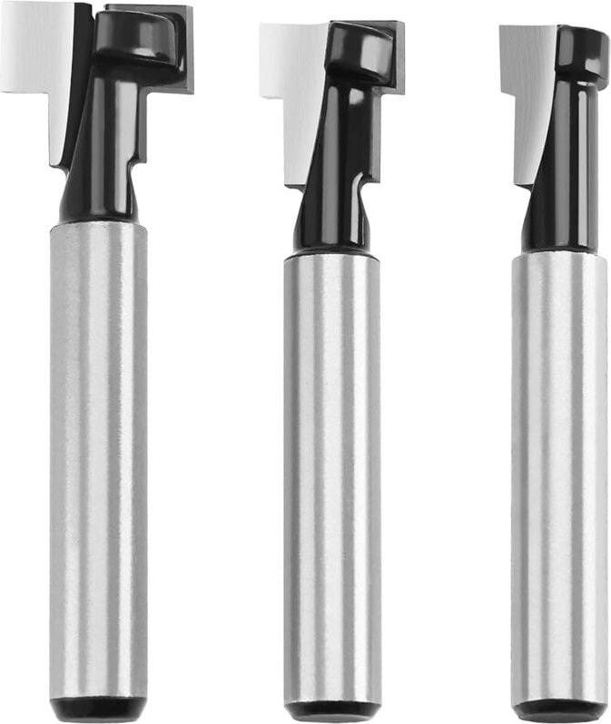 Aiperq - 8-mm-T-Nut-Fräser, T-Nut-Fräser, 3 Stück (7,93/9,52/12,7 mm) Schaft mit Klinge, Holzbearbeitungsfräser für Elek...