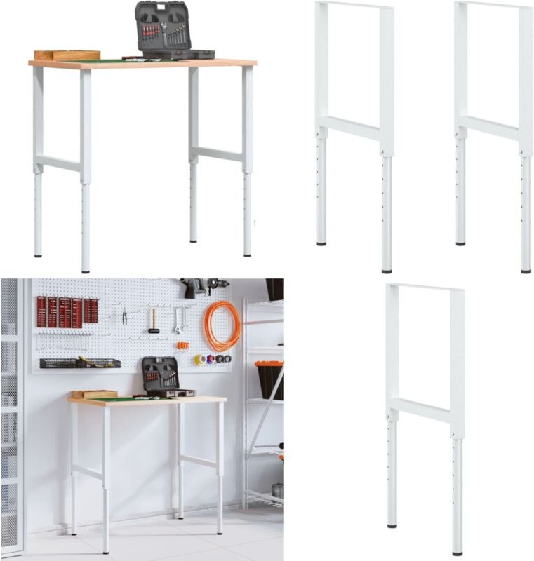Vidaxl - Werkbankgestell Verstellbar 2 Stk. Metall 55x(69-95,5) cm Grau - Tisch Gestell - Metallgestell - Werkbankgestel...
