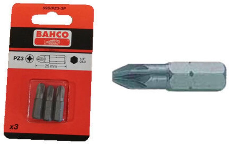 Pozidriv-Spitze Bahco 1/459 S/PZ-3-3P Blister 3 Einheiten