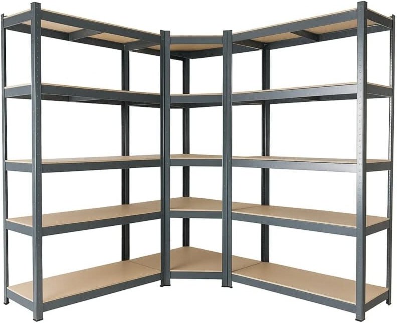 3er Set Schwerlastregal Eckregal Lagerregal Steckregal Kellerregal Regal Anthrazit - Arebos